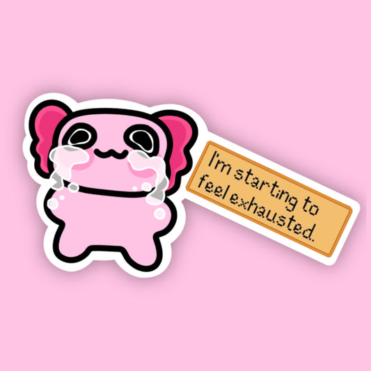 Exhausted Axolotl Sticker