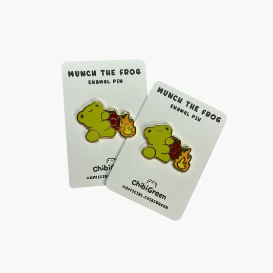 Frog Arson Pin. A Frog Enamel Pin which is setting fire to things