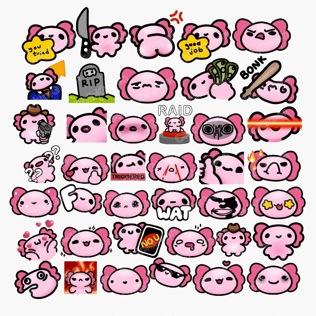 Axolotl Emotes. Downloadable Axolotl Emotes