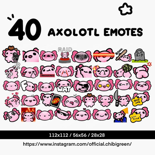 Axolotl Twitch Emotes