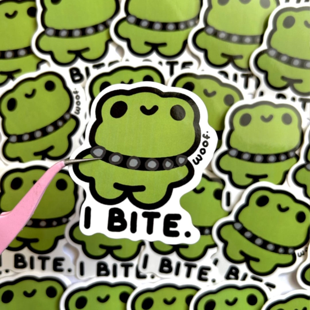 I Bite Frog Sticker
