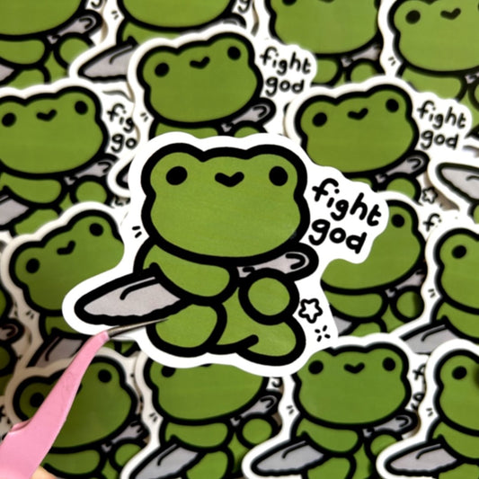 Fight God Frog Sticker