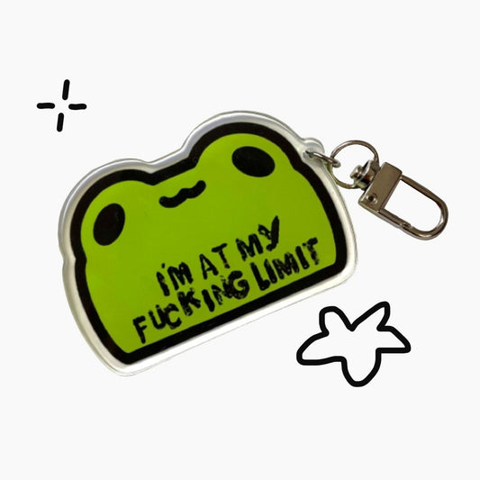 Rude Frog Keychain. A Frog keyring with the text 'I'm at my limit'