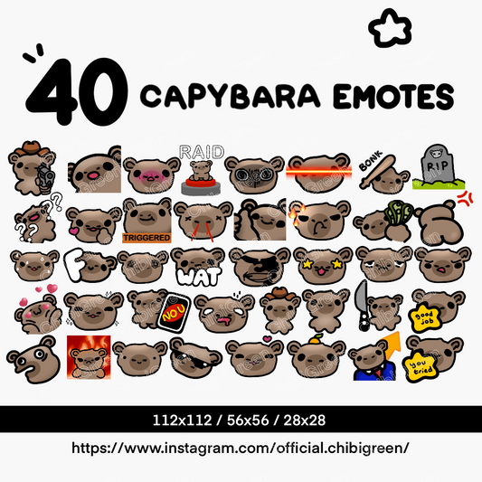 Capybara Twitch Emotes ChibiGreen
